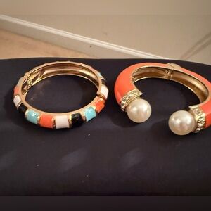 Colorful Gold-Tone Bangle Set with Pearls